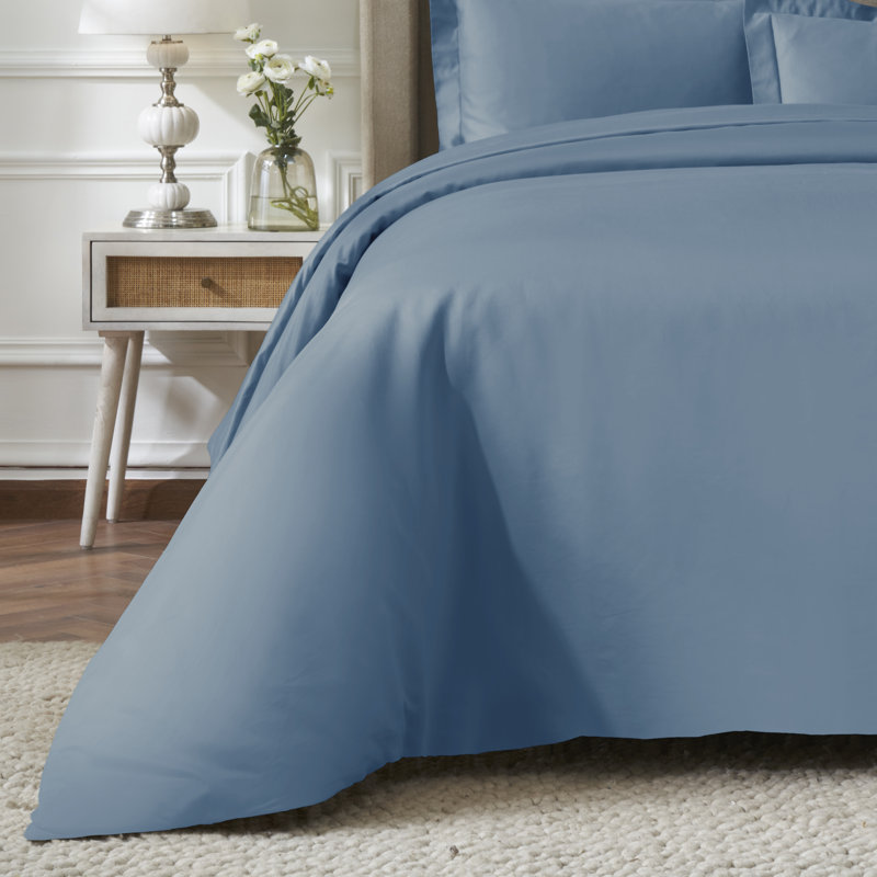 Ensemble de housses de couette en coton égyptien de luxe à densité de tissage 1500 fils, Bleu clair