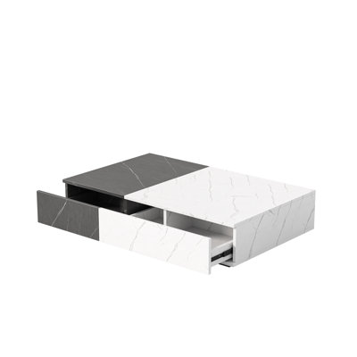 Modern style walnut coffee table with two storage spaces by Ivy Bronx