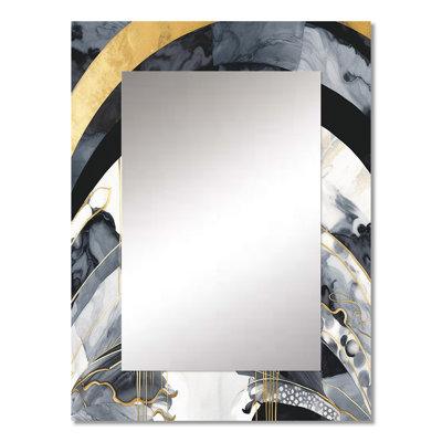 Marble Painting Textured II - Marble Mirror, Gold Unique Wall Mirror, Printed Metal Art