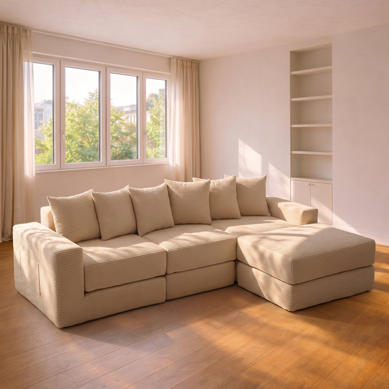 Haven 102" W x 63" D x 31" H 10-in-1 Corduroy Modular Sofa Sectional