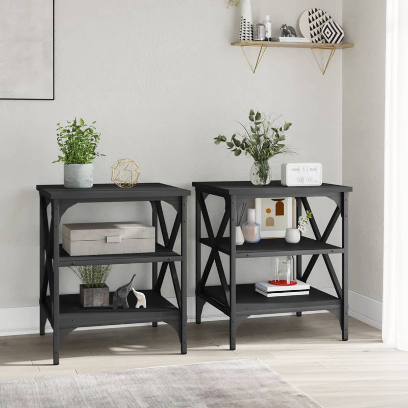 Dimitrios Side Table Set, Black, Black