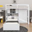 Lit superposé simple avec tiroirs, garde-robe, tablettes de rangement et hydraulique-106693909