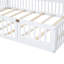 Lit double rustique en bois rustique avec garde-corps, blanc