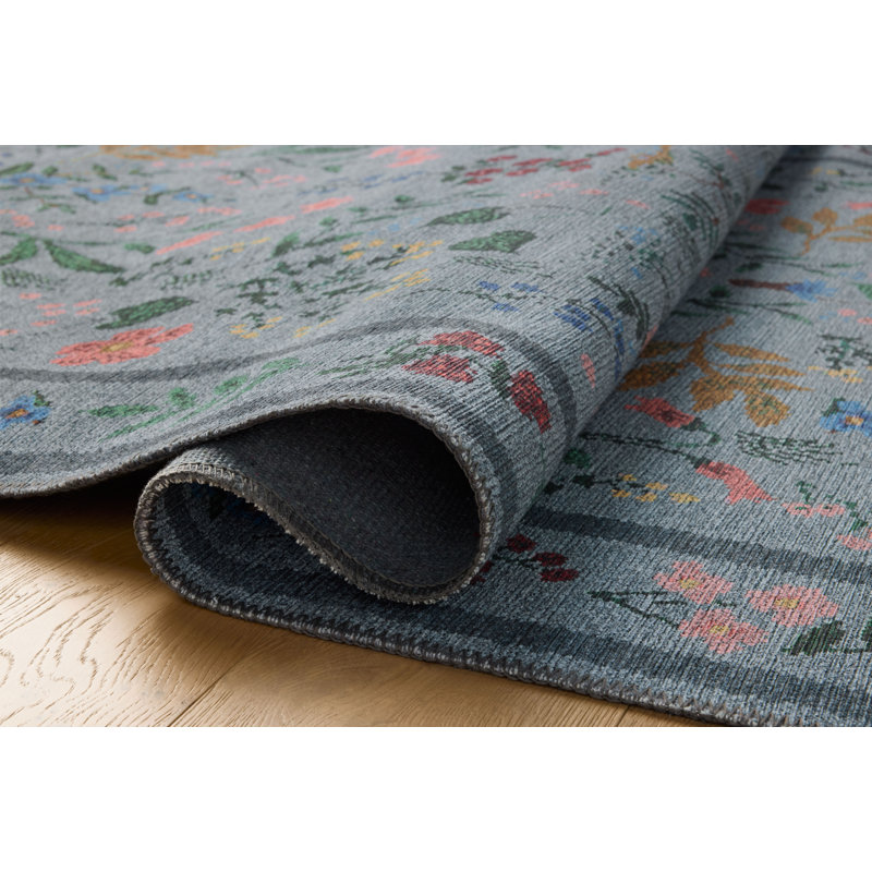 Rifle Paper Co. x Loloi Wildwood Blue Area Rug, Square 1'6", Blue