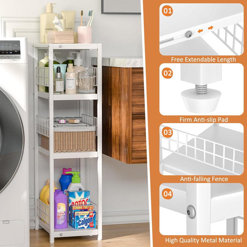 4-tier Expandable Slim Storage Shelf