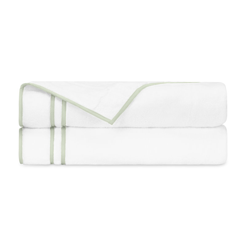 Ribbons 2-pc Bath Towel Set, White/Eucalipto