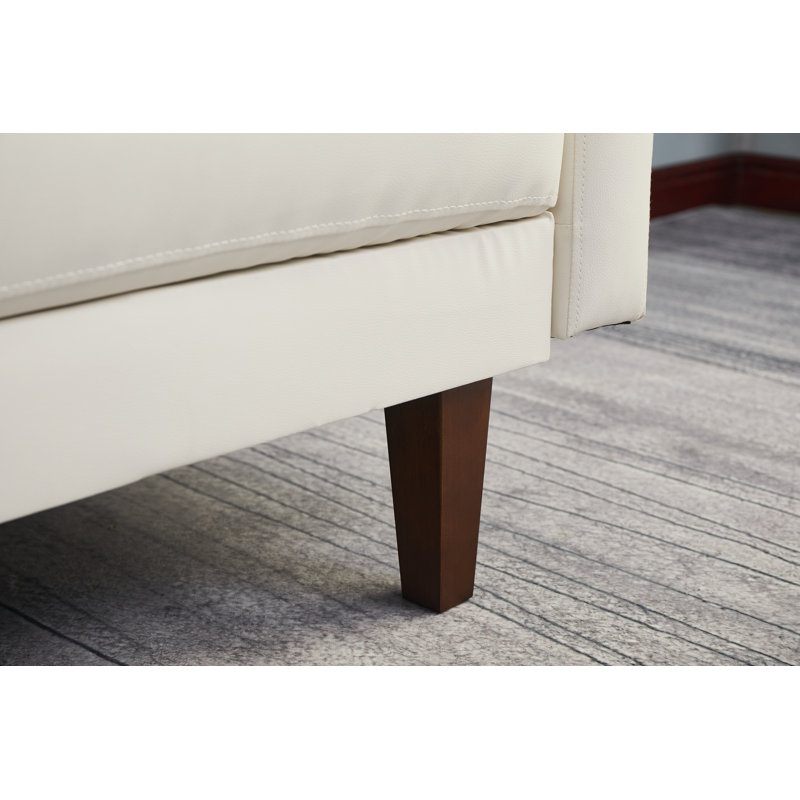 Cilla 58.3'' Faux Leather Loveseat, White , 33.1" H x 69.7" W x 31.7" D