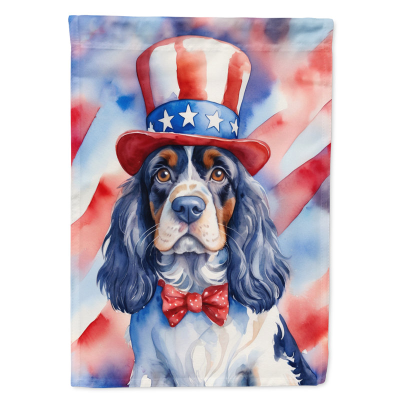 Drapeau patriotique du jardin américain, Épagneul cocker blanc / noir