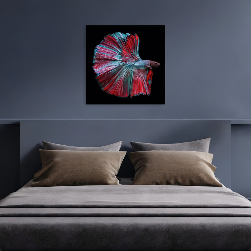 Vibrant Betta Fish Colorful Dramatic Elegant Fish Nature Tropical Wall Art Print 1 Piece Wrapped Canvas Wall Art