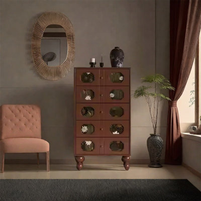 Pine Frame with Ash Wood Top Storage Cabinet