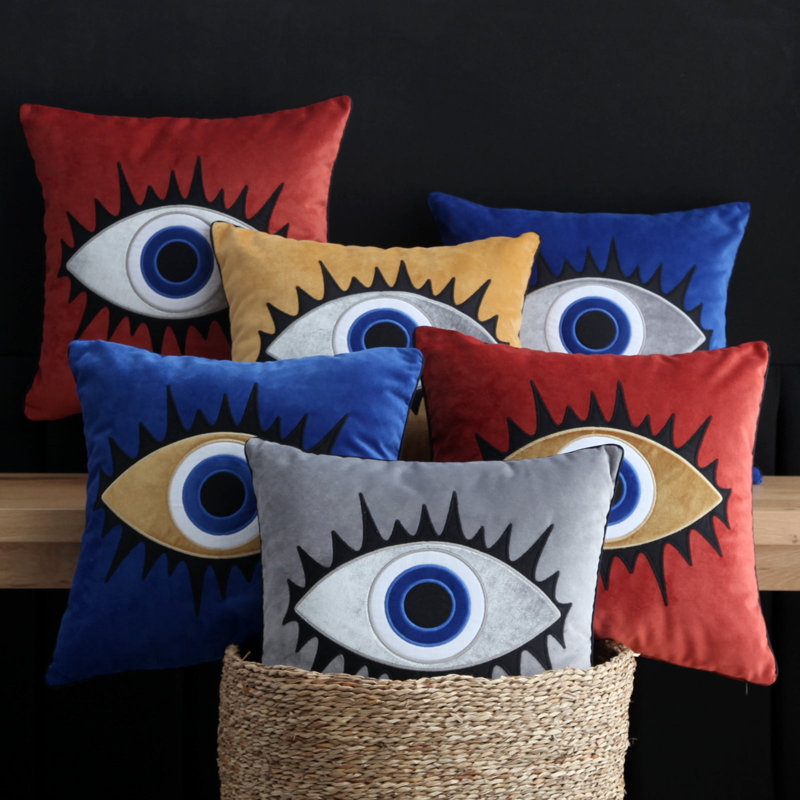 Square Cushion, Blue/Silver