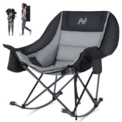 Fauteuil de camping berçant surdimensionné pour adultes, fauteuil inclinable rembourré robuste de 400 lb avec poche latérale