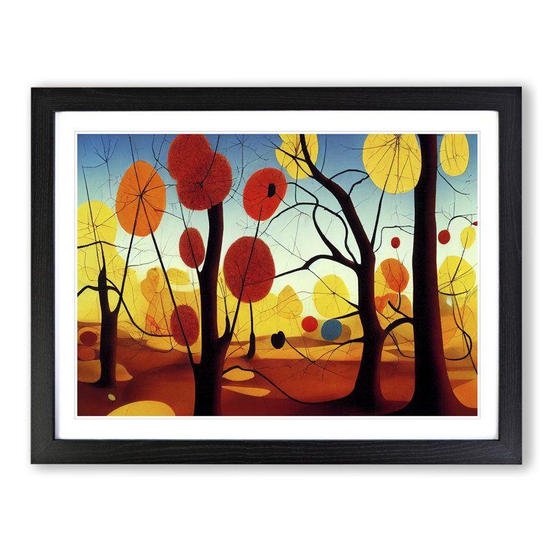 Autumn Forest Trees - Single Picture Frame Print, Black Framed, 25cm H x 34cm W x 2cm D