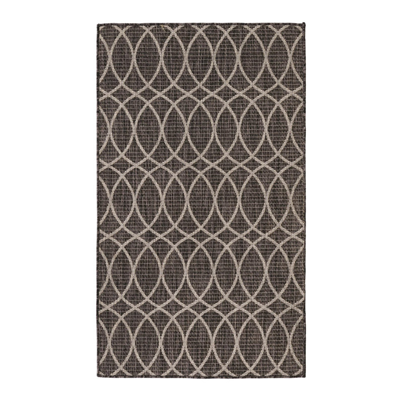 Charcoal Gitter Indoor/Outdoor Trellis Rug, Rectangle 3' x 5'