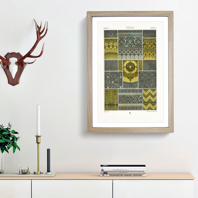 Persian Pattern by Albert Racinet - Picture Frame Painting Print, 36cm H x 27cm W x 2cm D, Oak Framed