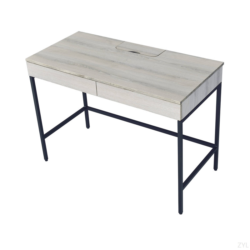 Bureau d'écriture au fini naturel et noir, Naturel/noir