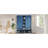 Blue Farmhouse 62.9"W Hall Tree with 6 Hooks, Bench & Shoe Cabinet
