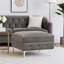 Repose-pieds carré de style transitionnel avec pieds en acier chromé et capitonné-731655231