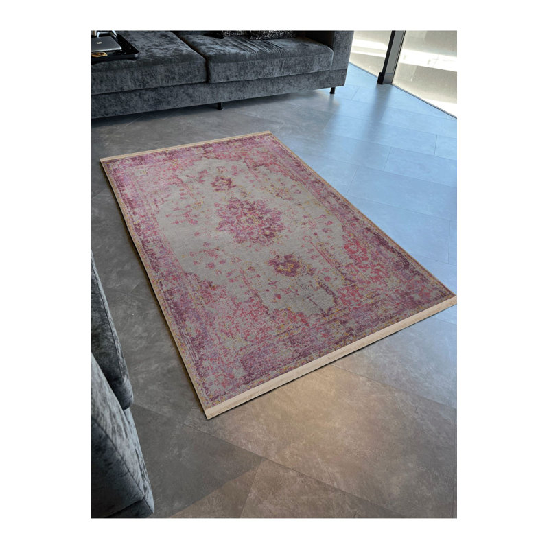 Tapis décoratif lavable à la machine Vintage, Sous-tapis rectangulaire 2 pi 4 po x 3 pi 11 po