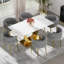 Ensemble de salle à manger rectangulaire à piédestal avec chaise tissée-602973855-602973851