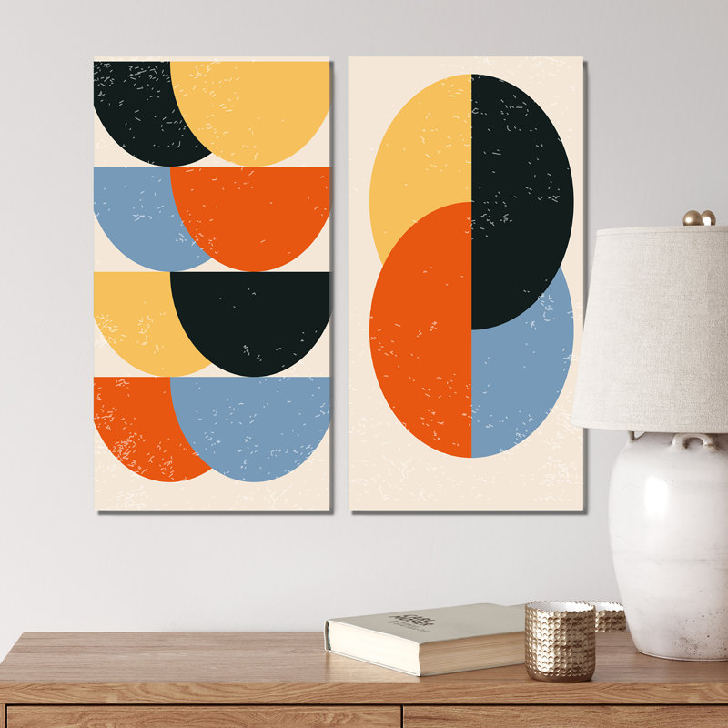 Minimal 20S Geometric Design II - ensemble de 2 peintures, Toile tendue, H 20 po x l 24 po x P 1 po