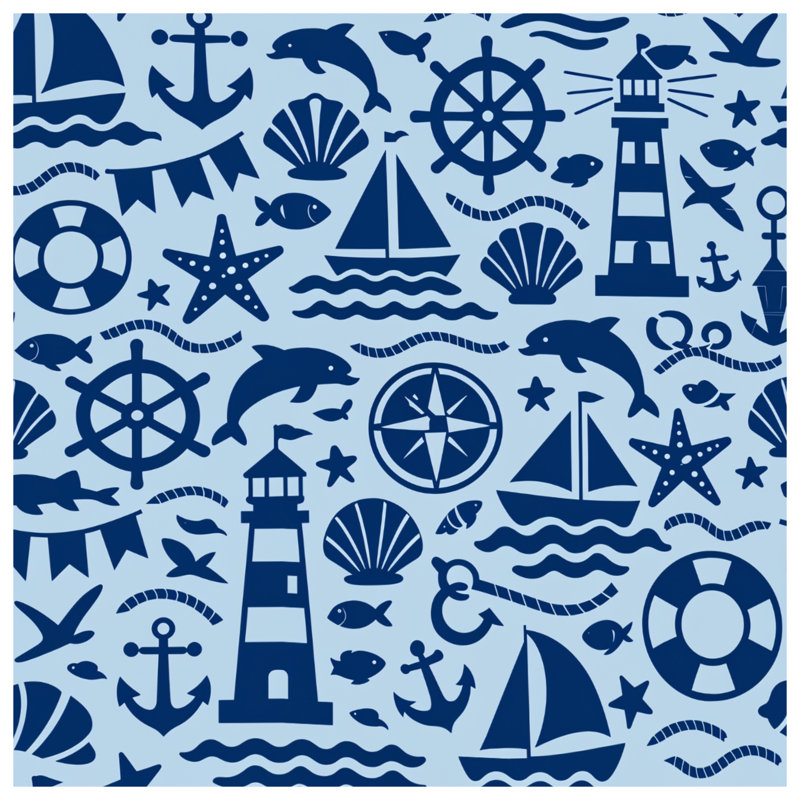 Toile de galerie à motif d'éléments nautiques en plusieurs tailles, 16 x 20 inches