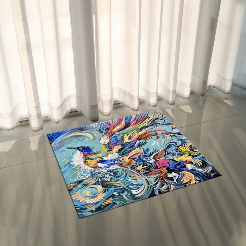 Featuring a Botanical Pattern, this Hand-Printed Soft Pile Rug Enhances Any Interior with Its Unique Artistic Style and Cozy Texture