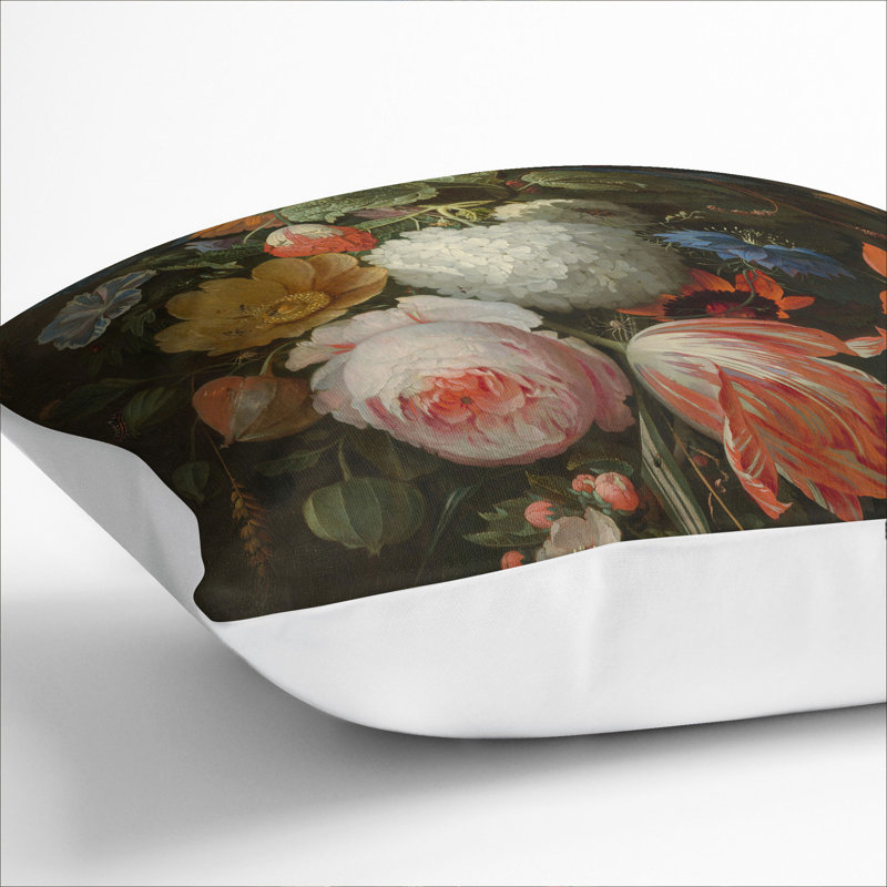 Still Life With Flowers Vol.1 Floral Square Throw Cushion, White, 40cm H x 40cm W x 15cm D
