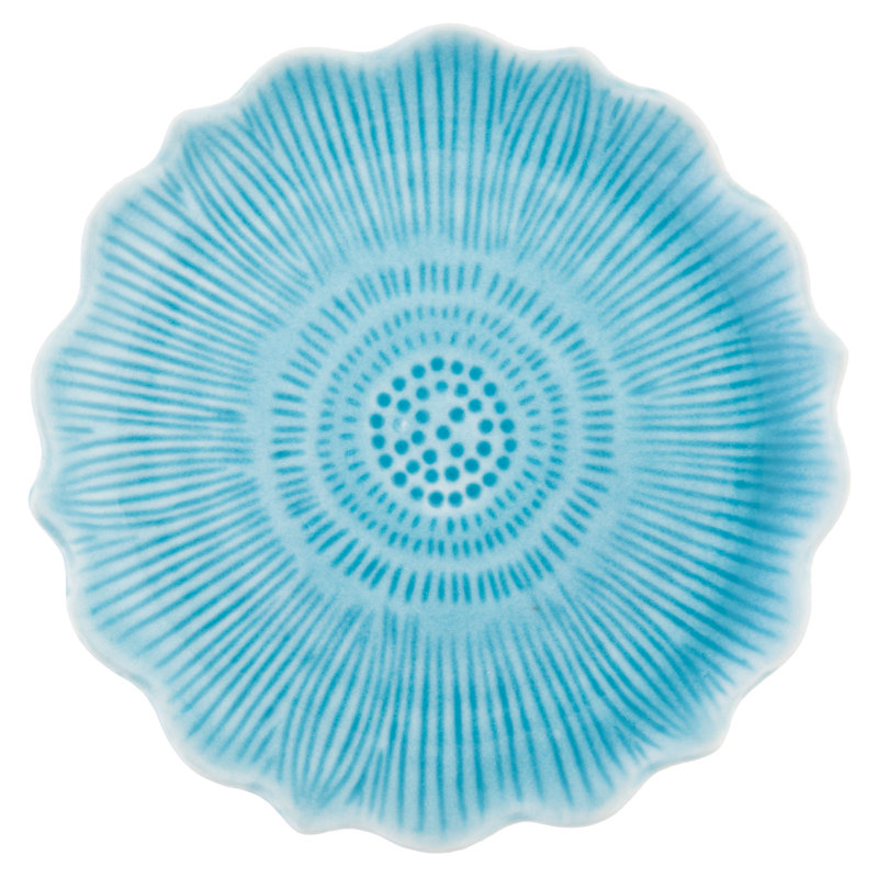 Plateau de babiole moyen en forme de fleur turquoise