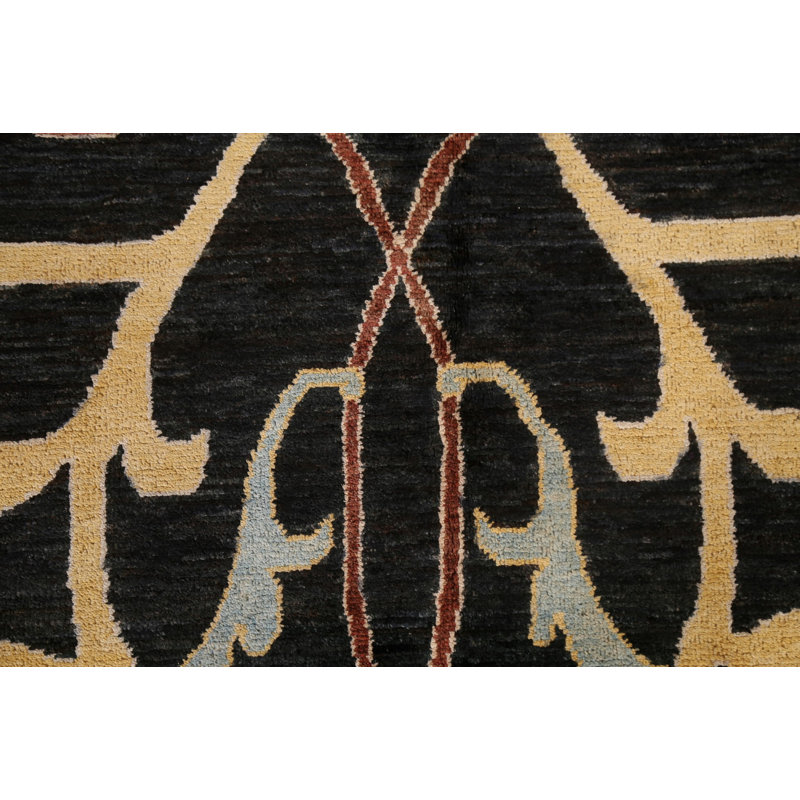 Tapis noir à motif de teinture végétale noir Ziegler 6 x 10