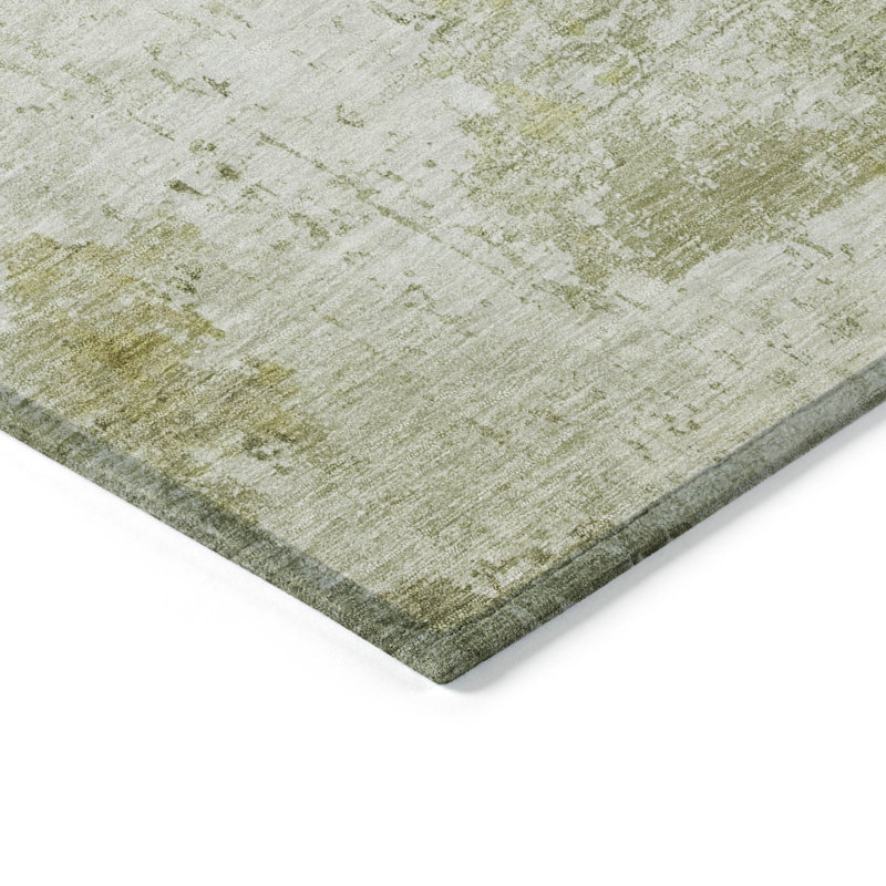 Tapis de sauge Xhevrie intérieur / extérieur lavable à la machine, Rectangle 1 pi 8 po x 2 pi 6 po