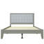 Bois massif, lit plateforme tapissier, tête de lit carrée, grand, style Mid-Century, gris Grace, pieds en bois d'hévéa, lattes à haute densité de style moderne, cadre gris, facile à assembler