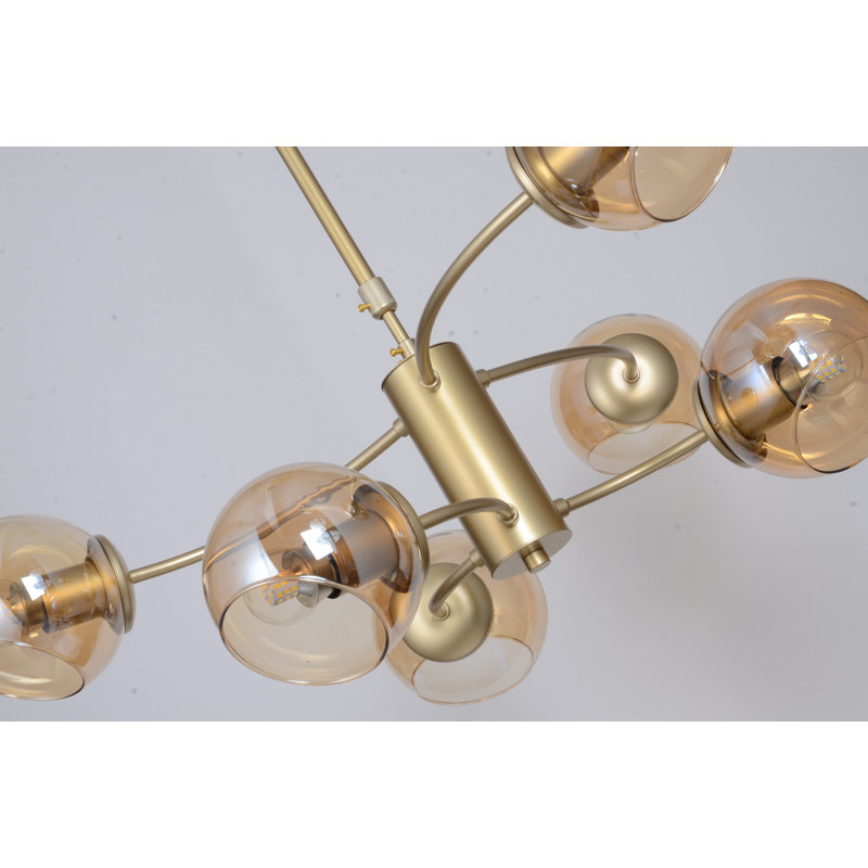 Lustree linéaire 6 lumières spoutnik modern Preesall, Champagne, Or français