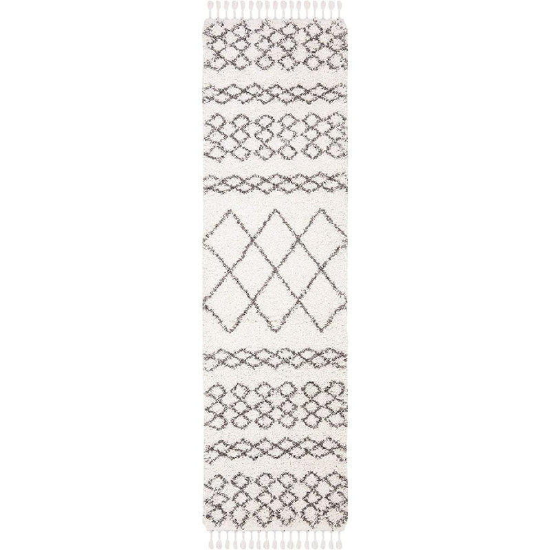 Tapis ivoire / gris Imraan, Tapis de couloir 2 pi 2 po x 12 pi