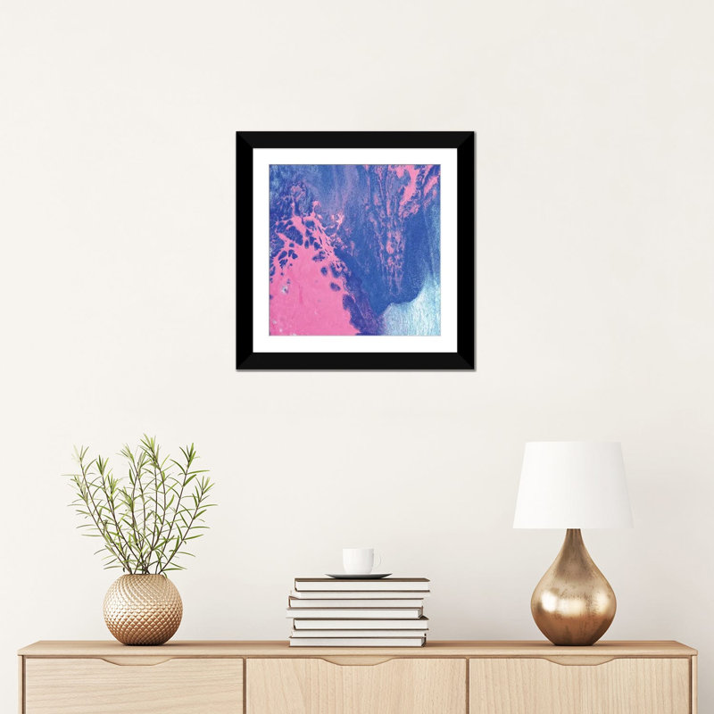 Rose sky, reproduction d’art sur toile tendue, H 16 po x l 16 po x P 1 po, Papier d'art encadré noir, Blanc