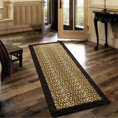 31 po Tapis de largeur largeur x 87, imprimé animal, en polypropylène fabriqué à la machine, style montagne sauvage, doux sous les pieds, teint rustique