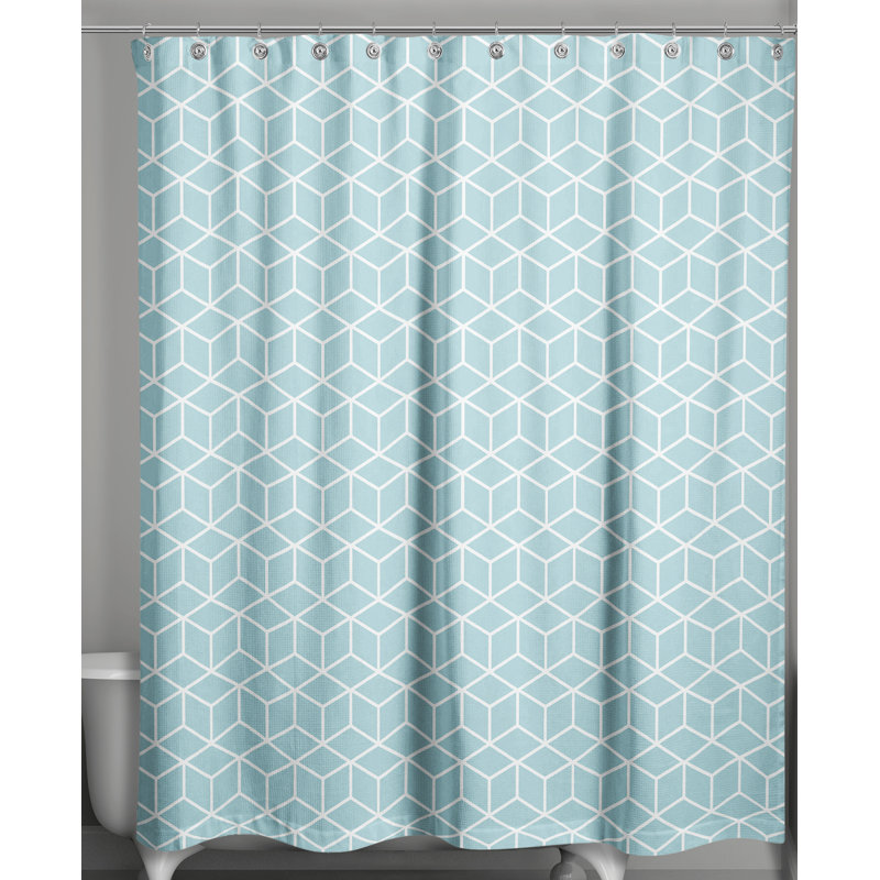 Bakstran Geometric Shower Curtain, Teal/White