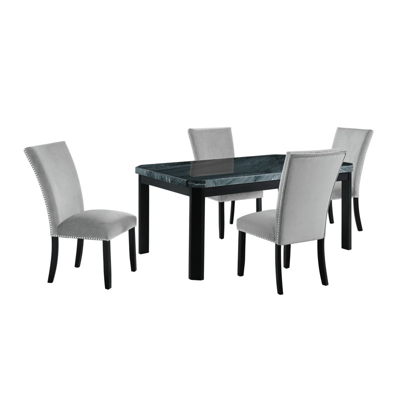 Parke 4 - Person Faux Marble Top Four Leg Dining Set