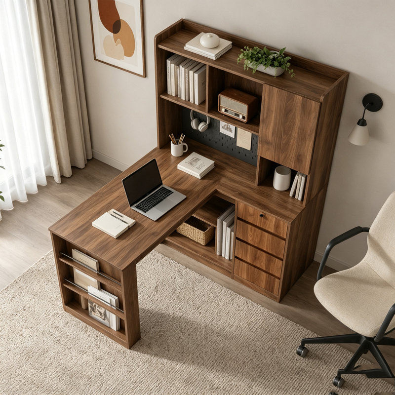 Bureau en L, Bois 4