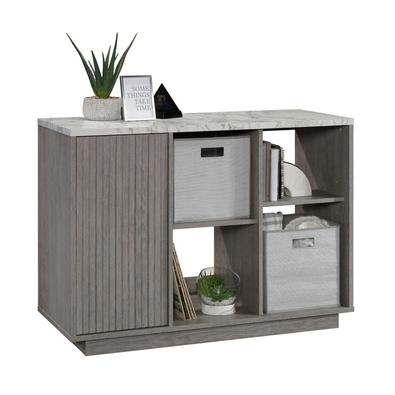 Armoire de rangement décorative, finition grise