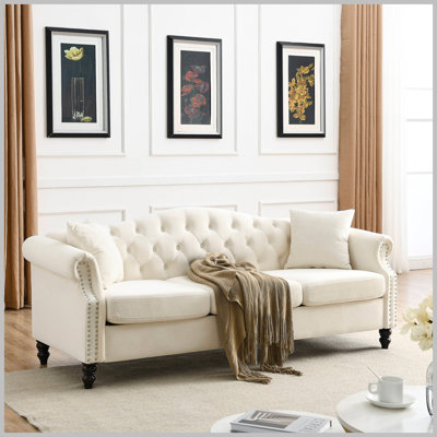 Modern Chesterfield Sofa Tufted Couch with Rolled Arms and Nailhead -  Alcott HillÂ®, A3AFEC6A2F8647D3AB3BA2A28FC0F2B9