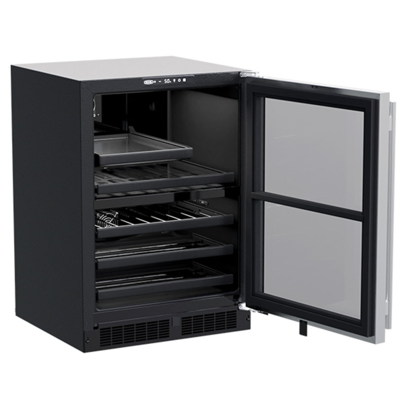 23.88" 22 Bottle and 112 Can Dual Zone Built-In Wine & Beverage Refrigerator with Stainless Steel Frame Glass Door