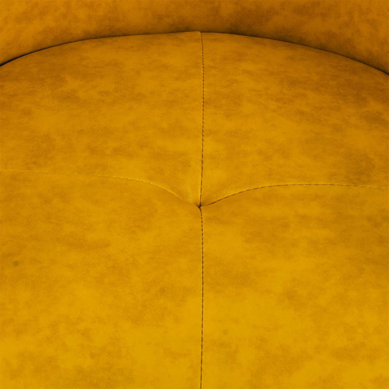 Aldayshein Upholstered Barrel Chair with Ottoman, Yellow Tufted PU Leather