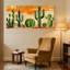 Cactus géométrique, paysage de désert, ensemble de 3 impressions sur toile-348566894