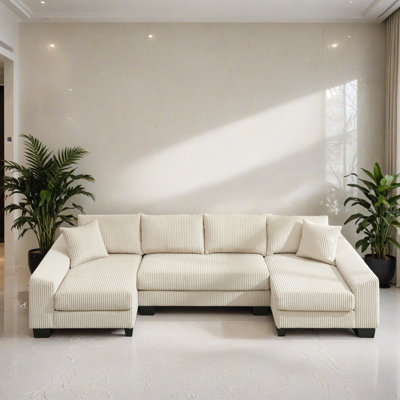 114.02" Pull Out U Shaped Sleeper Sectional Sofa Bed for Living Room