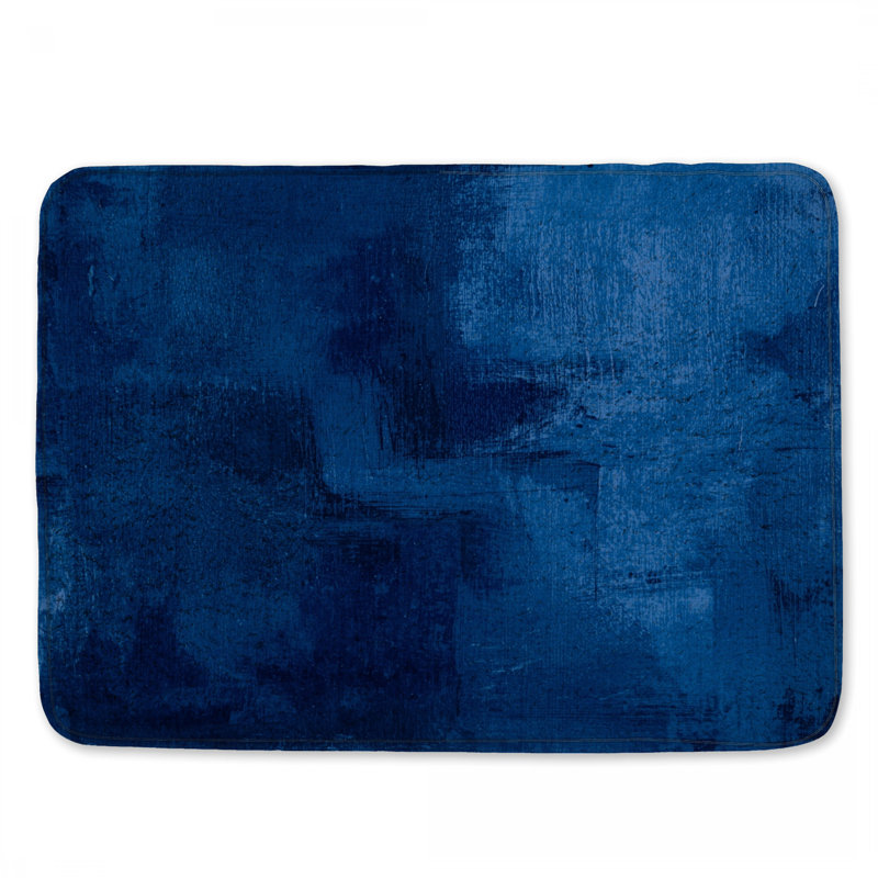 Tapis de bain texturé abstrait bleu, L 34 po x L 21 po