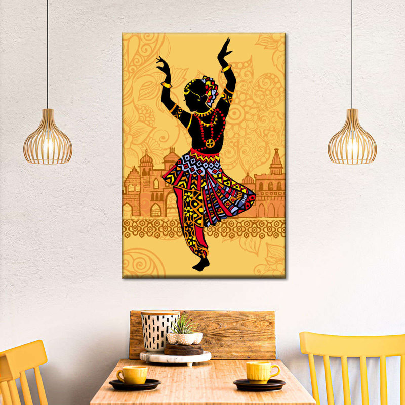 Danse classique indienne sur toile, H 24 po x l 16 po x P 1,25 po