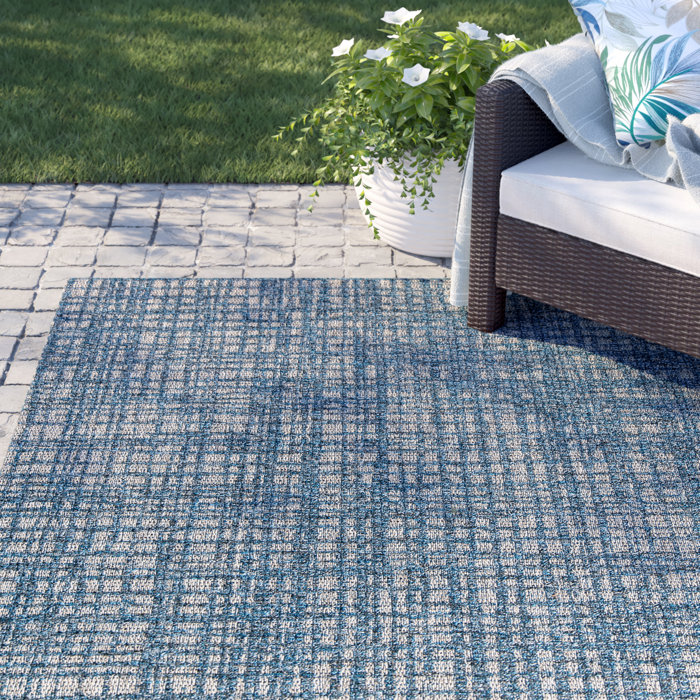 Highland Dunes Steppe Navy Blue Indoor/Outdoor Rug & Reviews | Wayfair