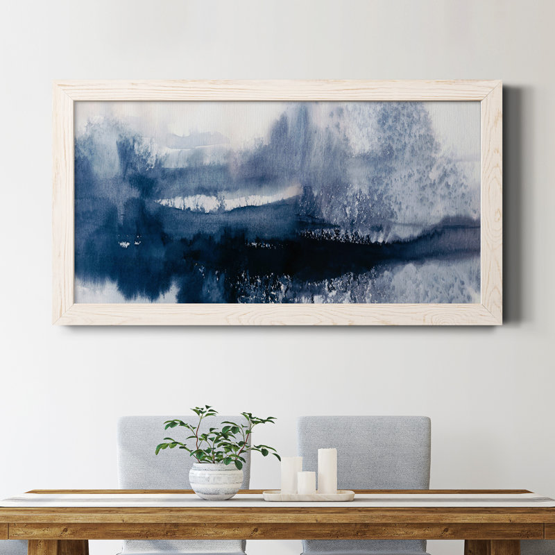 Indigo Tides - Peinture sur toile encadrée, Blanc
