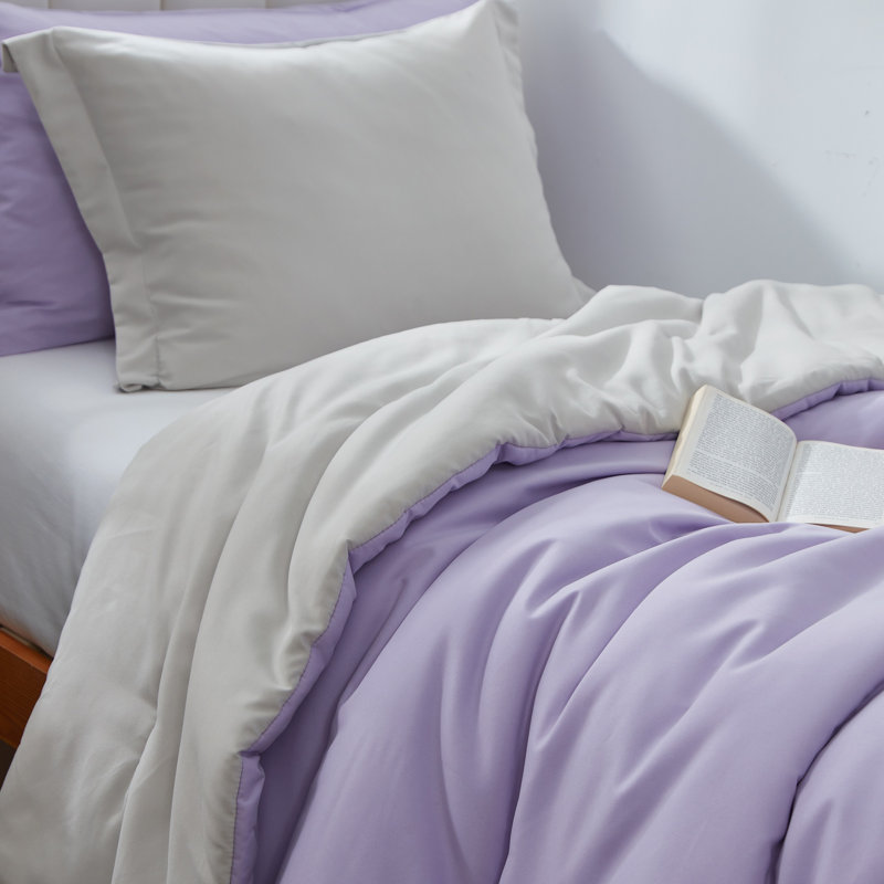 Ensemble d'édredon réversible pour lit simple TG, Orchidée / gris antarctique